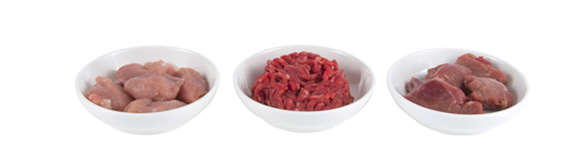 Bowls of raw meat