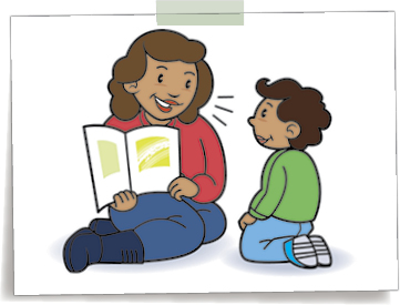 Graphic of a mother reading to her child