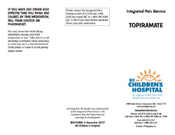 Topiramate parent information leaflet (BC Children's Hospital, Vancouver, Canada)