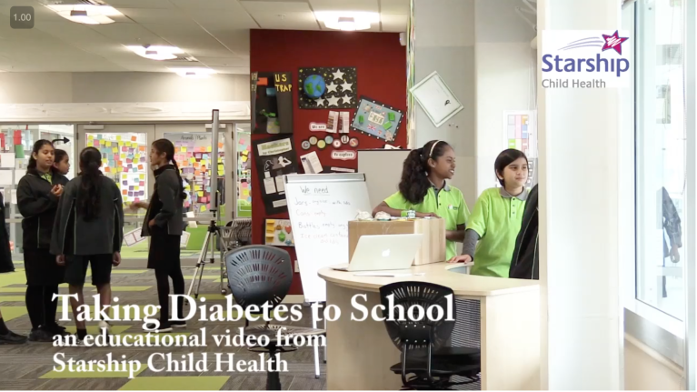 A screenshot of the starship video about taking diabetes to school