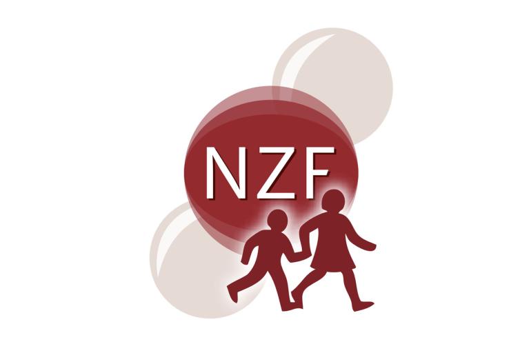 The New Zealand Formulary For Children NZF logo featuring the letters 'NZF' with two silhouetted children and circular elements in the background.