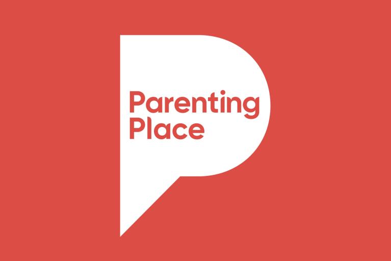 The Parenting Place logo with a capital P stylised as a speech bubble shape containing the organisation's name.