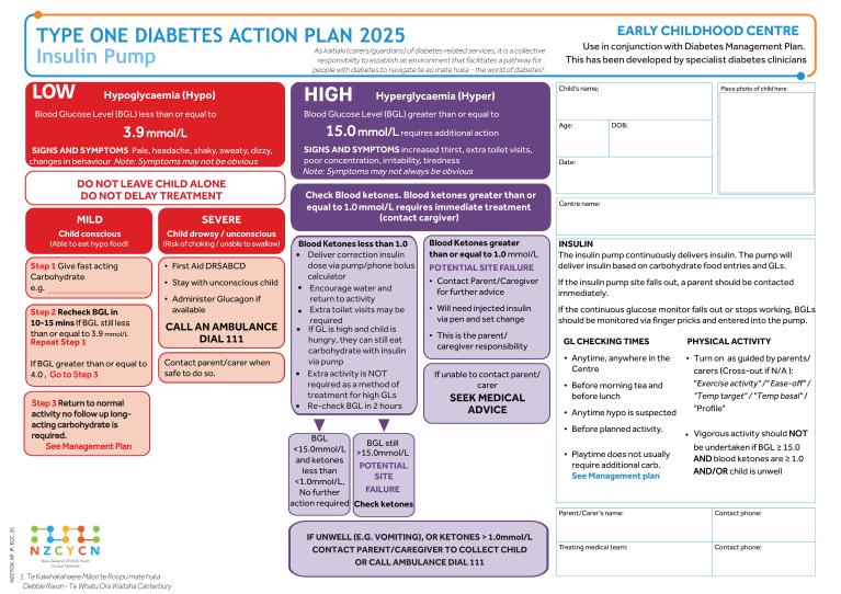 Action plan for insulin pump for early childhood 2025