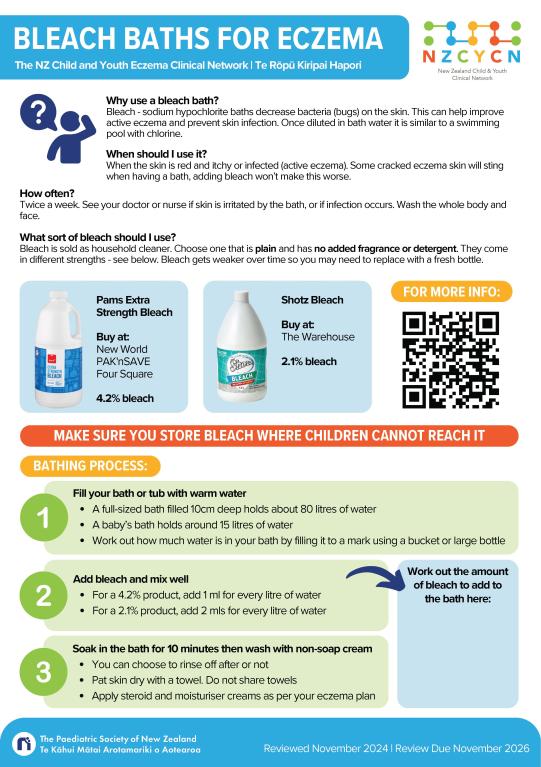 Image of bleach baths for eczema instructions