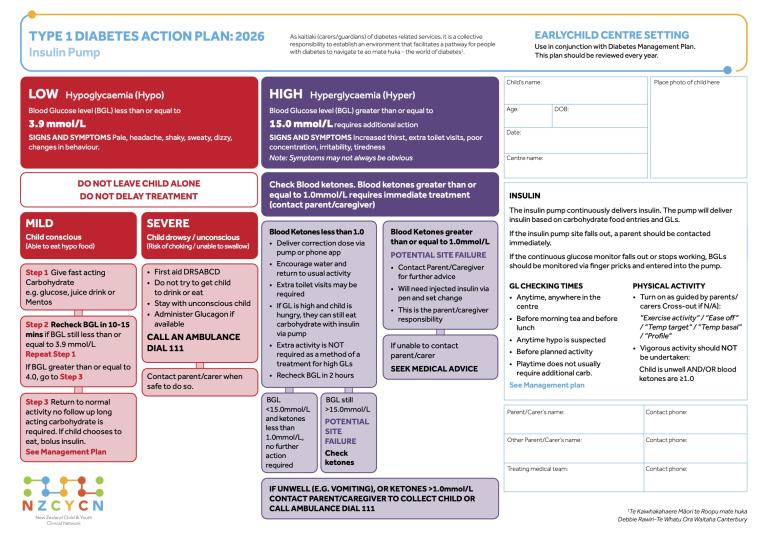 Image of Diabetes Insulin Pump Action Plan for ECE 2026 cover