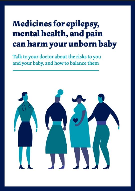 ACC booklet cover - medicines for epilespy, mental health and pain can harm your unborn baby