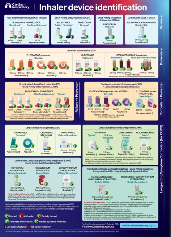 Asthma inhaler identification chart