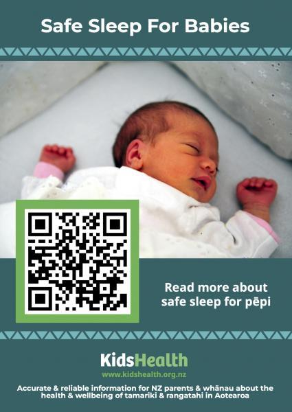 Thumbnail of the safe sleep in babies QR code poster.