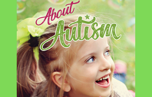 Cover of booklet 'About autism' with a photo of a young smiling girl
