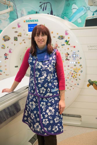 Photo of a radiographer wearing a lead vest 