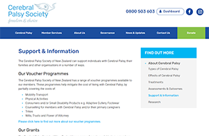 Cerebral Palsy Society website screenshot