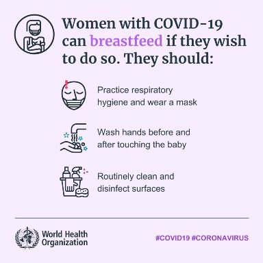 Image of World Health Organisation social media tile - Breastfeeding mothers and COVID-19