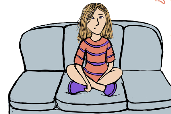 Graphic of a girl sitting on a couch