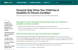 Screenshot of KidsHealth website