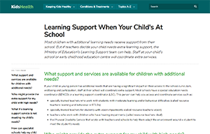 Screenshot of KidsHealth website