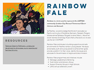 Screenshot of 'Rainbow Fale' section of Village Collective website 