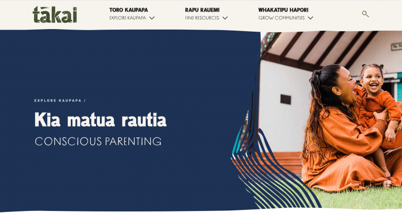 Screenshot of page on Takai website - Conscious parenting 