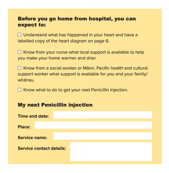 Example of the rheumatic fever care plan from the heart foundation information booklet 