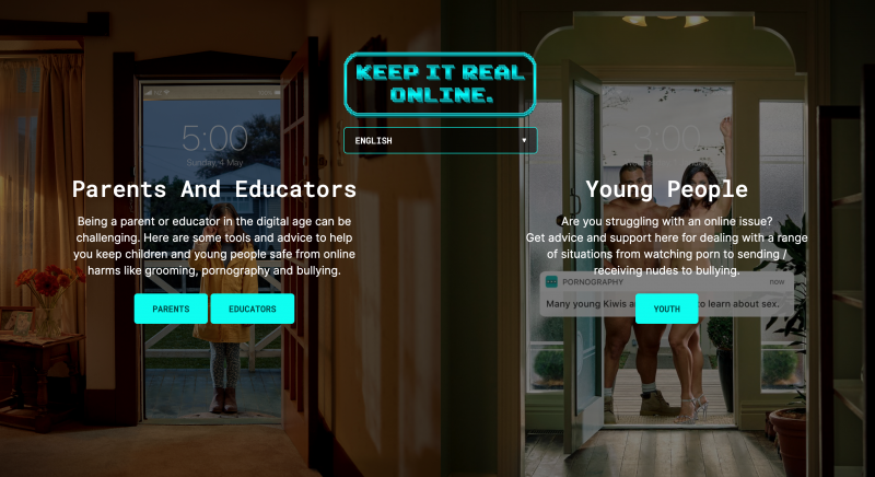 Screenshot of the Keep it real online website