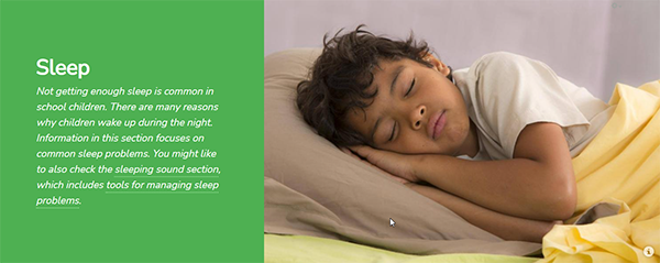 Screenshot of sleep section of KidsHealth website