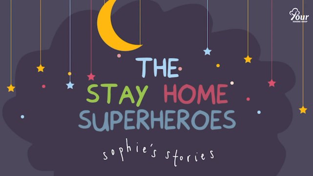 Screenshot of 'The stay home superheroes' video