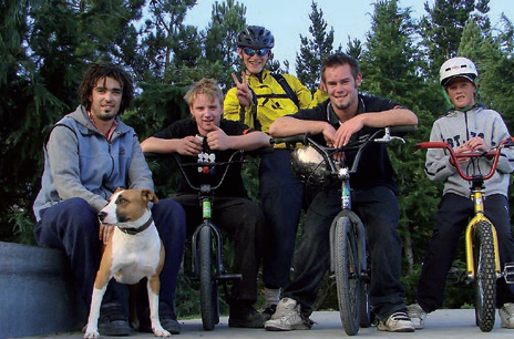 A group of teens on bikes