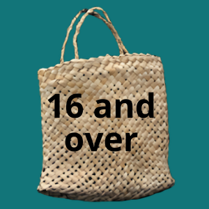 kete with the words '16 and over' across the front on blue background