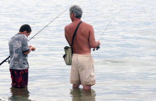 Photo of father and son fishing