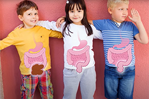 Graphic of 3 children showing constipation